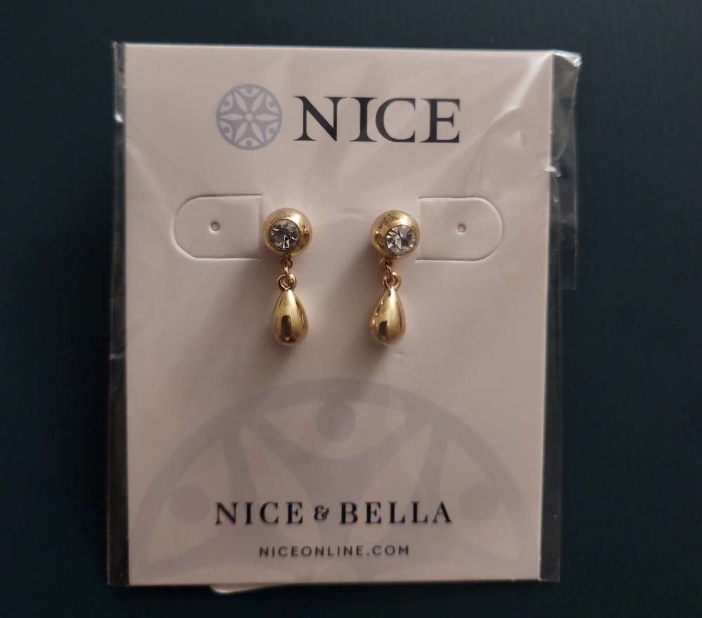 18K GOLD-plated & clear CRYSTALS pear-drop earrings